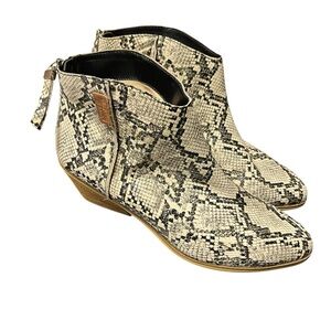 Dr. Scholl’s Leather Snake Print Boots Booties Zipper Low Heel